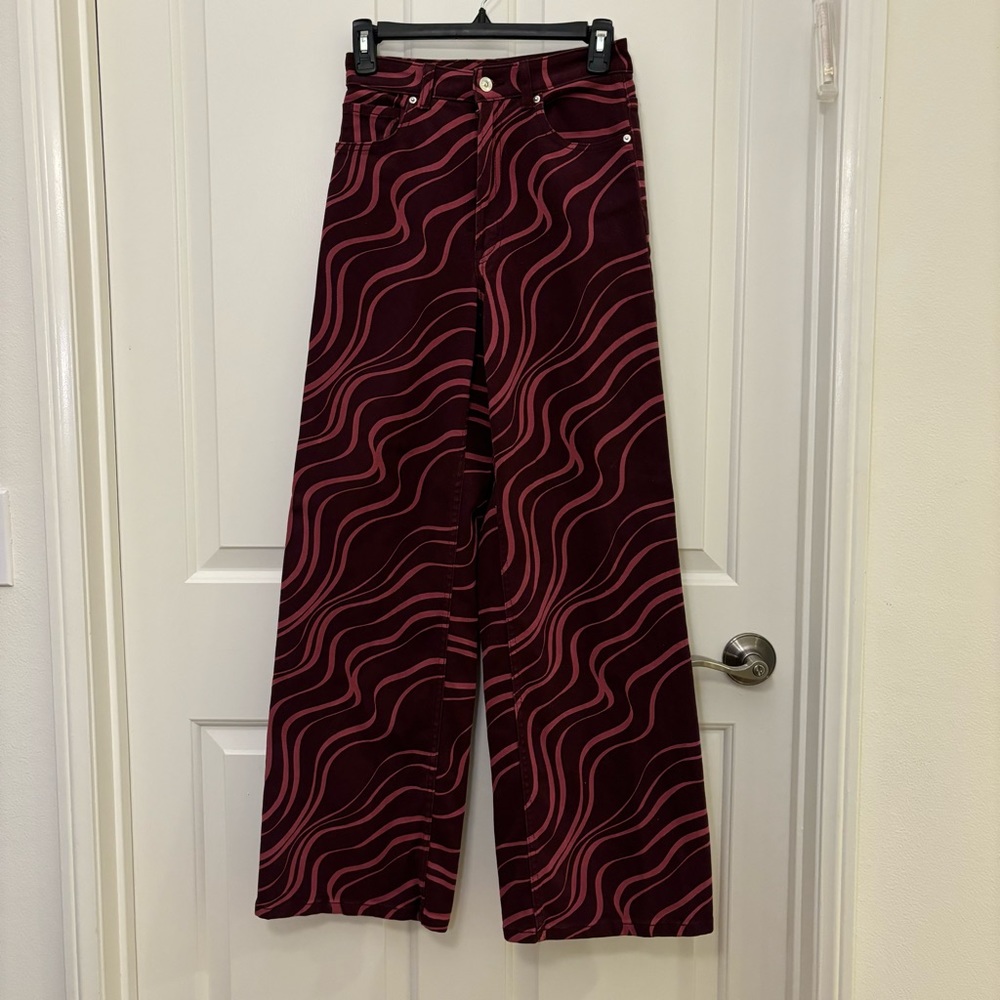 High Rise Wide Leg Twill Pants